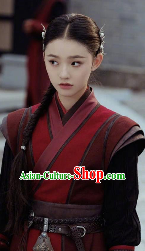 Chinese Drama Fights Break Sphere Ancient Female Swordsman Xiao Xuner Red Hanfu Dress for Women