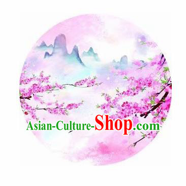 Chinese Handmade Printing Peach Flowers Pink Oil Paper Umbrella Traditional Umbrellas