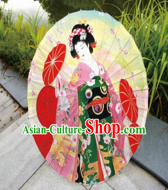 Japanese Handmade Printing Kimono Beauty Oil Paper Umbrella Traditional Umbrellas