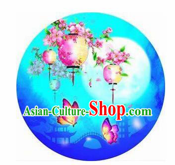 Chinese Handmade Printing Butterfly Lantern Blue Oil Paper Umbrella Traditional Umbrellas