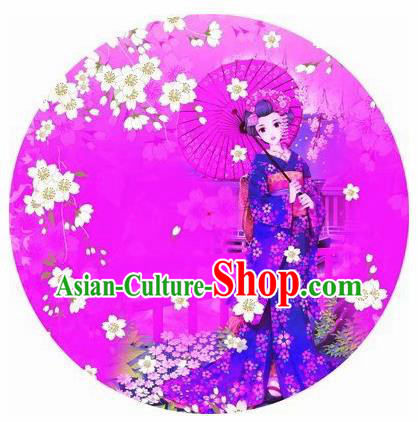 Japanese Handmade Printing Blue Kimono Geisha Oil Paper Umbrella Traditional Dance Umbrellas