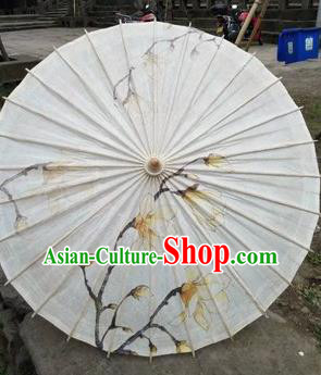 Chinese Handmade Ink Painting Yulan Magnolia Oil Paper Umbrella Traditional Umbrellas