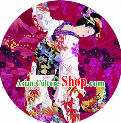 Japanese Handmade Printing White Kimono Beauty Oil Paper Umbrella Traditional Dance Umbrellas