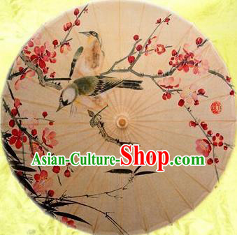 Chinese Handmade Printing Plum Bird Oil Paper Umbrella Traditional Decoration Umbrellas