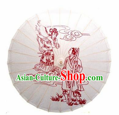 Chinese Handmade Printing Weaver Cowboy Oil Paper Umbrella Traditional Decoration Umbrellas