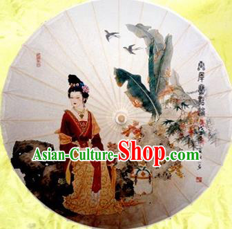 Chinese Handmade Printing Ancient Queen Oil Paper Umbrella Traditional Decoration Umbrellas