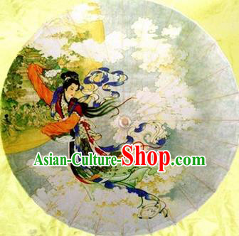 Chinese Handmade Printing Ancient Goddess Oil Paper Umbrella Traditional Decoration Umbrellas