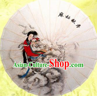 Chinese Handmade Printing Goddess Magu Oil Paper Umbrella Traditional Decoration Umbrellas