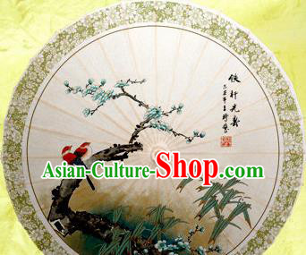 Chinese Handmade Printing Plum Bird Oil Paper Umbrella Traditional Decoration Umbrellas