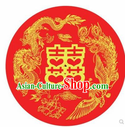Chinese Classical Dance Printing Dragon Phoenix Handmade Wedding Red Paper Umbrella Traditional Decoration Umbrellas