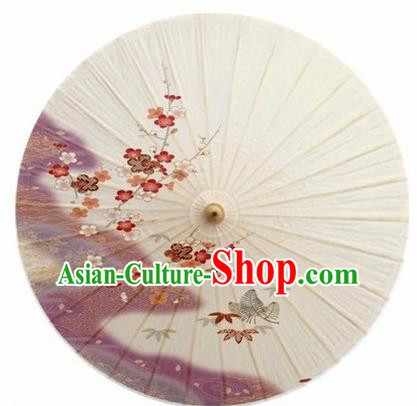 Chinese Classical Dance Printing Plum Handmade White Paper Umbrella Traditional Decoration Umbrellas