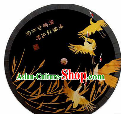 Chinese Classical Dance Printing Cranes Handmade Black Paper Umbrella Traditional Decoration Umbrellas