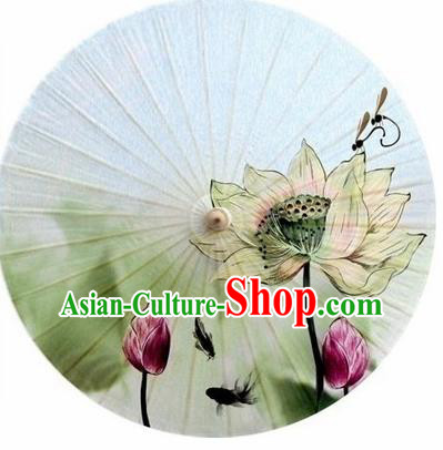 Chinese Classical Dance Printing Lotus Handmade Paper Umbrella Traditional Decoration Umbrellas