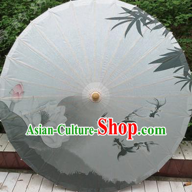 Chinese Classical Dance Ink Painting Lotus Goldfish Handmade Paper Umbrella Traditional Decoration Umbrellas