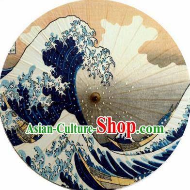 Japanese Handmade Printing Sea Wave Oil Paper Umbrella Traditional Decoration Umbrellas