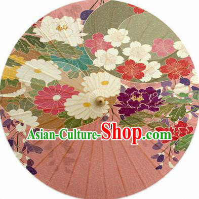Japanese Handmade Printing Daisy Pink Oil Paper Umbrella Traditional Decoration Umbrellas