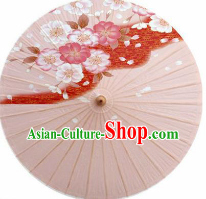 Japanese Handmade Printing Sakura Pink Oil Paper Umbrella Traditional Decoration Umbrellas