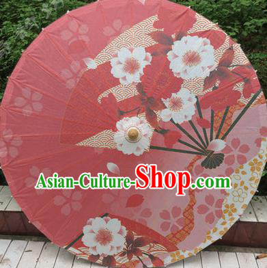 Japanese Handmade Printing Sakura Fan Pink Oil Paper Umbrella Traditional Decoration Umbrellas