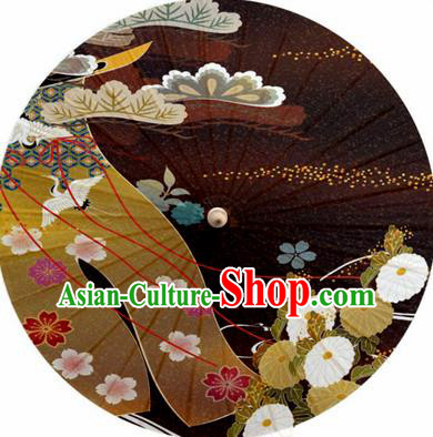 Japanese Handmade Printing Daisy Brown Oil Paper Umbrella Traditional Decoration Umbrellas