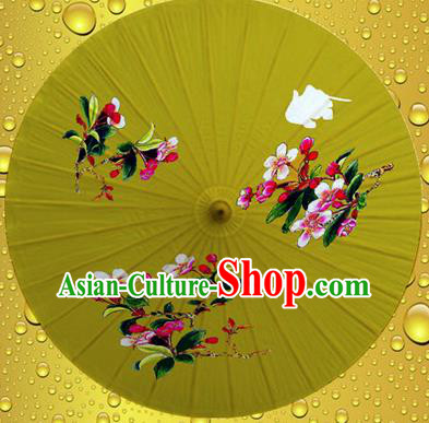 Chinese Classical Dance Handmade Printing Flowers Paper Umbrella Traditional Decoration Umbrellas