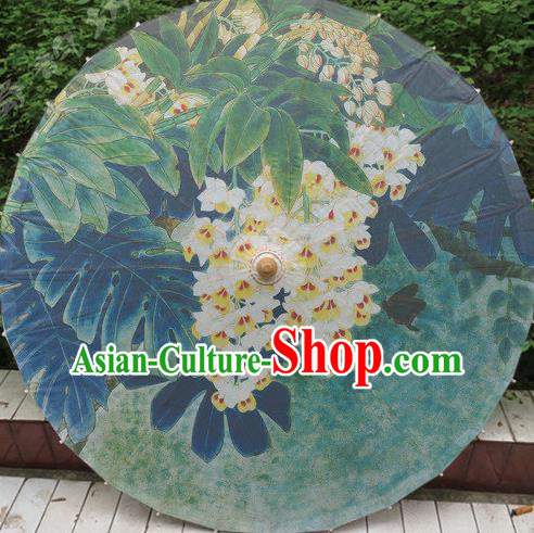 Chinese Classical Dance Handmade Printing Grape Flowers Paper Umbrella Traditional Decoration Umbrellas