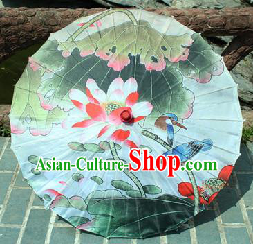 Handmade Chinese Classical Dance Printing Lotus Leaf Paper Umbrella Traditional Cosplay Decoration Umbrellas