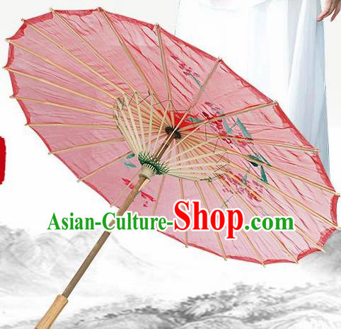 Handmade Chinese Classical Dance Printing Plum Red Silk Umbrella Traditional Cosplay Decoration Umbrellas