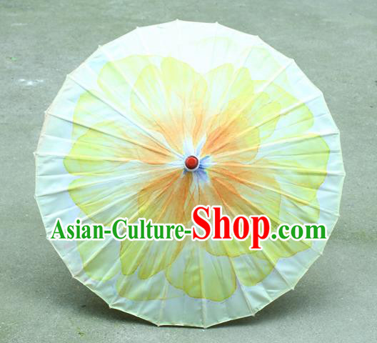 Handmade Chinese Classical Dance Printing Yellow Peony Silk Umbrella Traditional Cosplay Decoration Umbrellas