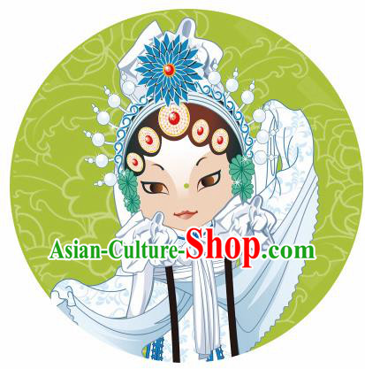 Handmade Chinese Classical Dance Printing Peking Opera Bai Suzhen Green Silk Umbrella Traditional Cosplay Decoration Umbrellas