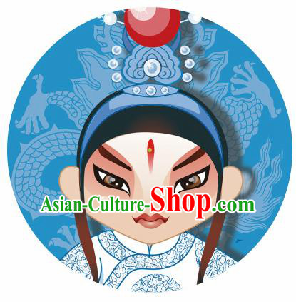 Handmade Chinese Classical Dance Printing Peking Opera Niche Blue Silk Umbrella Traditional Cosplay Decoration Umbrellas