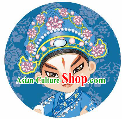 Handmade Chinese Classical Dance Printing Peking Opera Niche Blue Silk Umbrella Traditional Cosplay Decoration Umbrellas