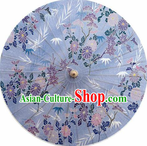 Japanese Handmade Printing Daisy Blue Oil Paper Umbrella Traditional Decoration Umbrellas