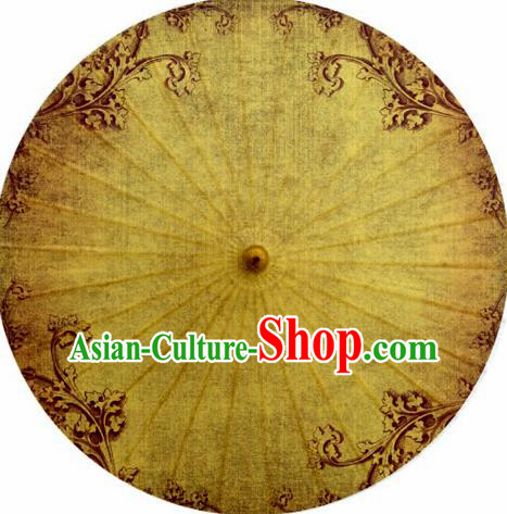 Chinese Classical Dance Handmade Printing Yellow Paper Umbrella Traditional Decoration Umbrellas