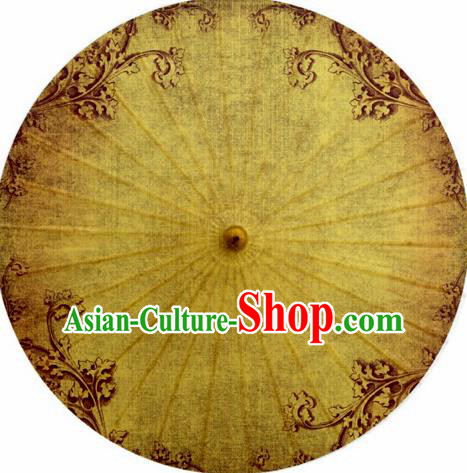 Chinese Classical Dance Handmade Printing Yellow Paper Umbrella Traditional Decoration Umbrellas