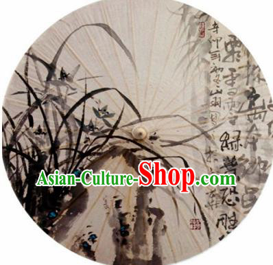 Chinese Classical Dance Handmade Ink Painting Orchid Paper Umbrella Traditional Decoration Umbrellas