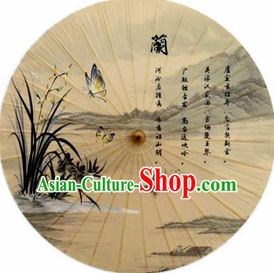 Chinese Classical Dance Handmade Ink Painting Butterfly Orchid Paper Umbrella Traditional Decoration Umbrellas