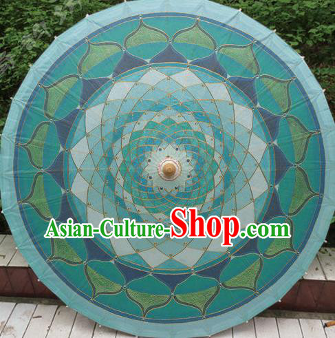 Chinese Classical Dance Handmade Printing Green Paper Umbrella Traditional Decoration Umbrellas
