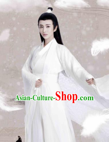 Ancient Chinese Crown Prince White Hanfu Clothing Drama Jia Feng Xu Huang Swordsman Ye Qingge Costumes for Men