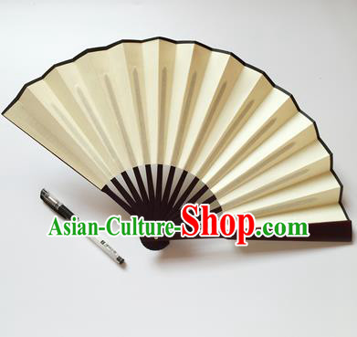Chinese Handmade Beige Silk Fans Accordion Fan Traditional Decoration Folding Fan