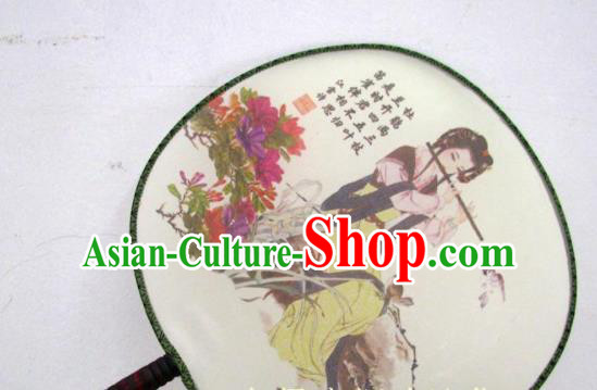 Handmade Chinese Classical Painting Silk Round Fan Traditional Hanfu Palace Fans