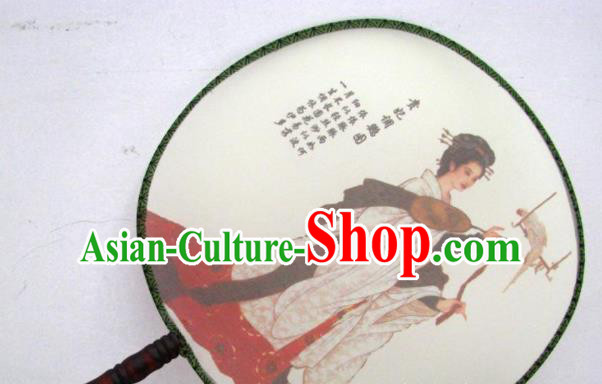 Handmade Chinese Classical Painting Consort Yang Silk Round Fan Traditional Hanfu Palace Fans