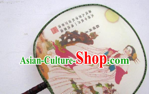 Handmade Chinese Classical Painting Lady Diau Charn Silk Round Fan Traditional Hanfu Palace Fans