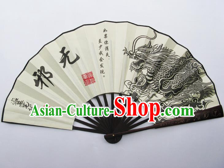 Chinese Handmade Painting Dragon Wu Xie Fans Accordion Fan Traditional Decoration Folding Fan