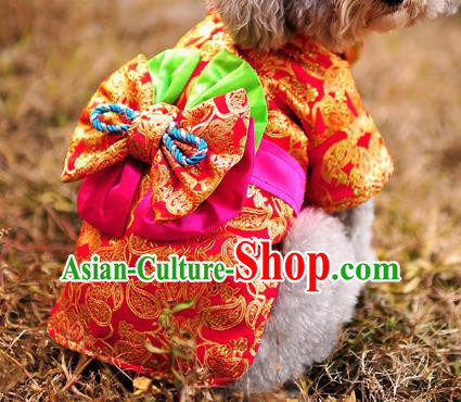 Traditional Asian Chinese Pets Clothing Dog Winter Red Costumes for New Year