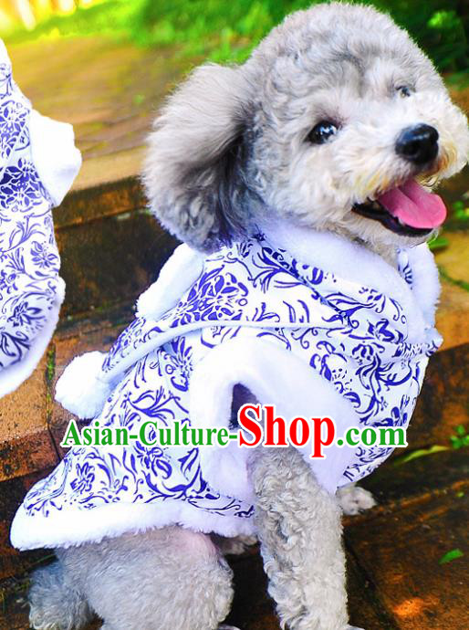 Traditional Asian Chinese Pets Clothing Dog Winter White Costumes for New Year