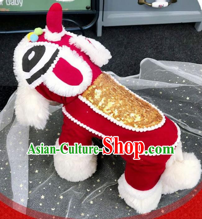 Traditional Asian Chinese Pets Clothing Dog Winter Golden Sequins Costumes for New Year