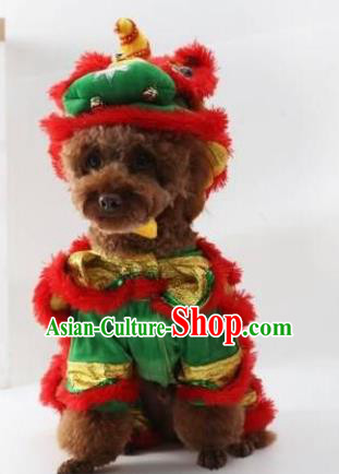 Traditional Asian Chinese Pets Winter Clothing Dog Lion Dance Costumes for New Year Spring Festival