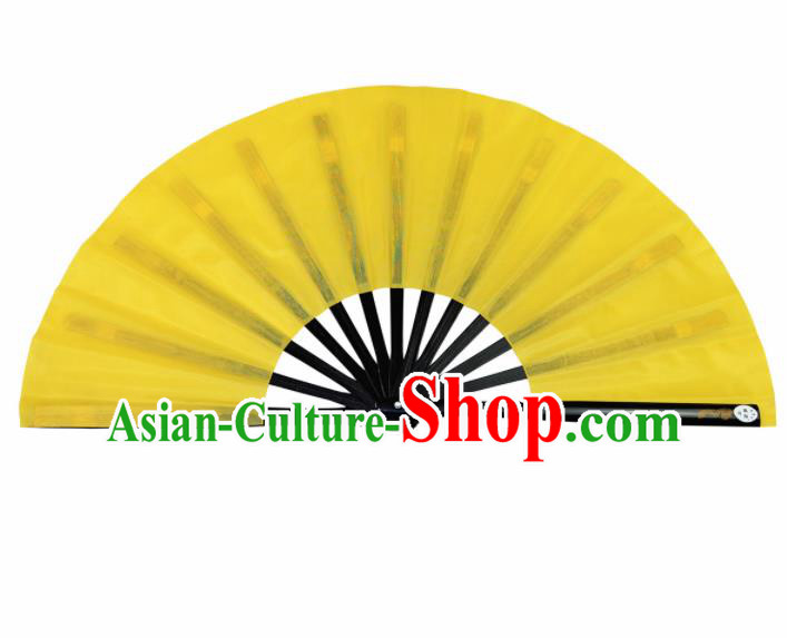 Chinese Handmade Martial Arts Yellow Fans Accordion Fan Traditional Kung Fu Folding Fan