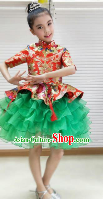 Traditional Chinese Folk Dance Spring Festival Fan Dance Dress Yangko Dance Stage Show Costume for Kids