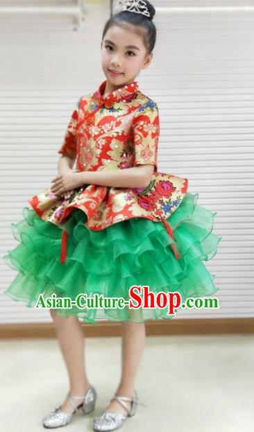 Traditional Chinese Folk Dance Spring Festival Fan Dance Dress Yangko Dance Stage Show Costume for Kids